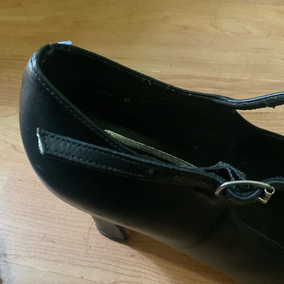 “FREED OF LONDON” Professional Dance/ Ballroom Black Strap Heeled Shoes - Picture 5 of 9